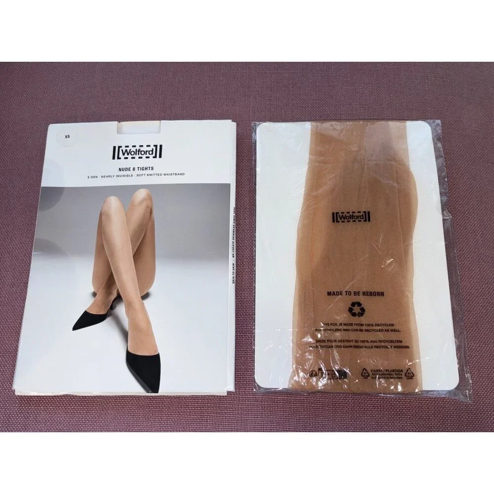 Wolford Nude 8 Tights in Gobi X-Small New Womens Nylons Pantyhose